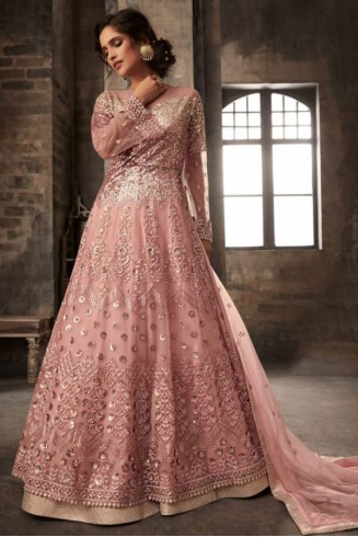 Rose Pink Detailed Embroidered Bridal Gown