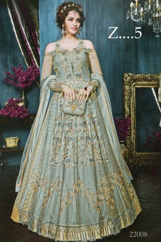 Green Lucknowi Embroidered Anarkali Suit Ethnic Wedding Dress