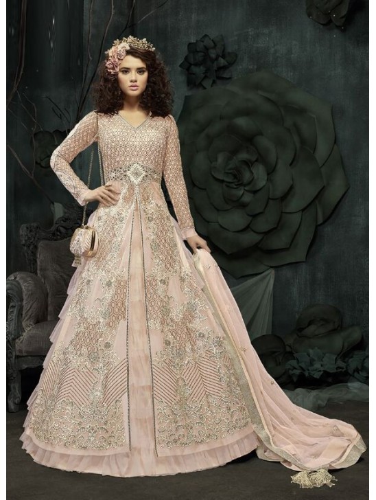 Baby Pink Wedding Anarkali Suit Indian Bridal Gown Baby Pink Wedding Anarkali Suit Indian Bridal Gown