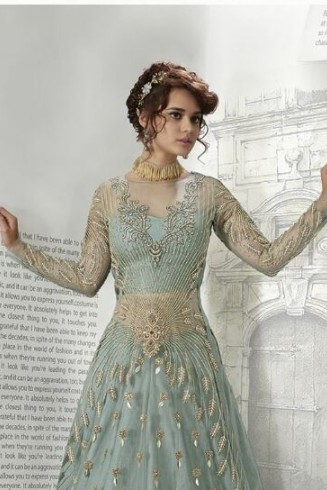 Grey Asian Pakistani Indian Bridal Elegant Dress 