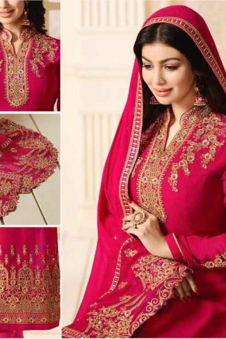 HOT PINK EMBROIDERED PARTY WEAR INDIAN BOLLYWOOD STYLE SALWAR SUIT