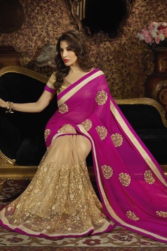 ZAM82 PINK AND BEIGE AMAIRA DESIGNER SAREE 