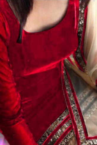 SJV01Velvet Red Salwar Kameez Suit