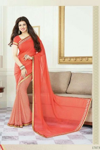 Orange Georgette Indian Designer Saree 
