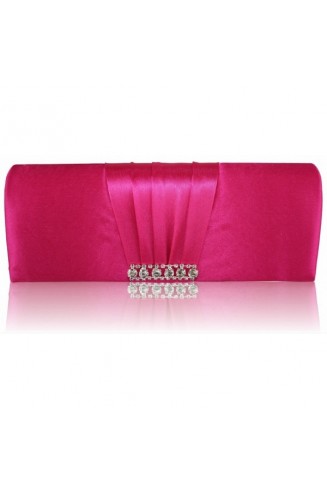 Pink Crystal Satin Clutch/Evening Bag
