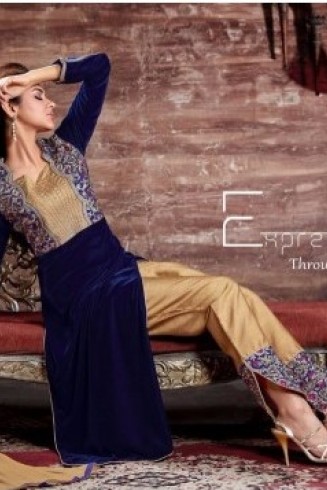 NAVY BLUE DIMPY VELVET DESIGNER WINTER SUIT
