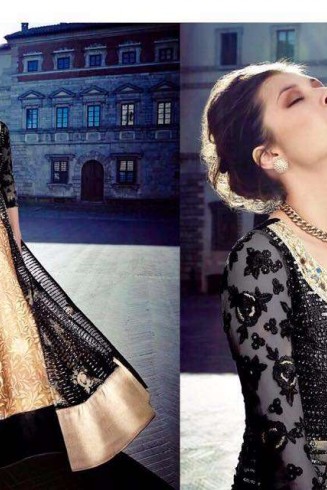 Black & Gold Indian Designer Anarkali Gown 