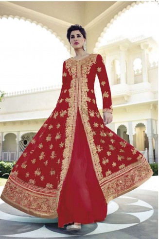 Red Indian Designer Wedding Anarkali Dress