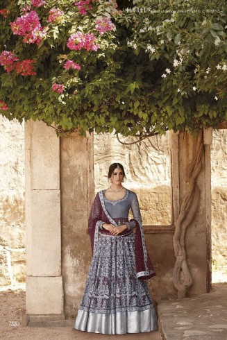 Silver Grey Indian Elegant Evening Dress 