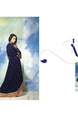GL3801 Blue GLOSSY MALAIKA ARORA ANARKALI DRESS