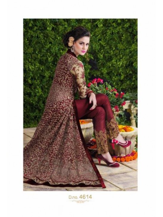Maroon Princess Wedding Wear Embroidered Gown Maroon Princess Wedding Wear Embroidered Gown