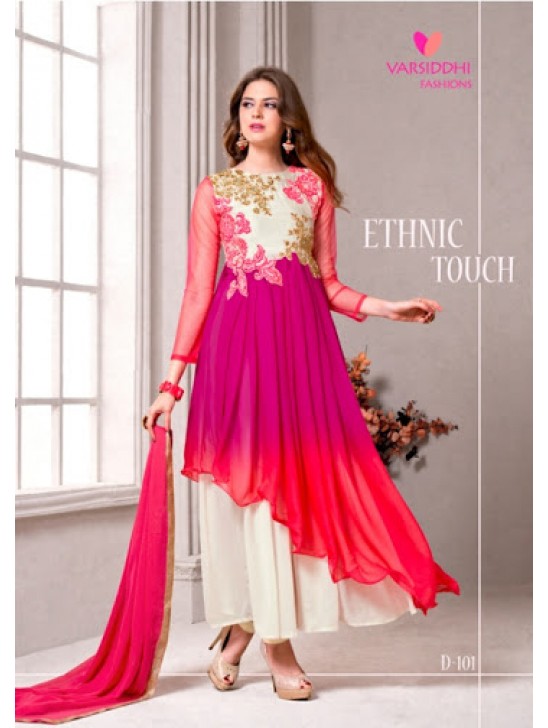 D 101 Pink, Orange & White Varsiddhi Georgette Salwar Kameez