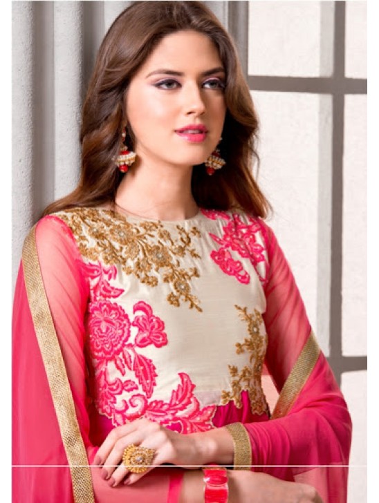 D 101 Pink, Orange & White Varsiddhi Georgette Salwar Kameez