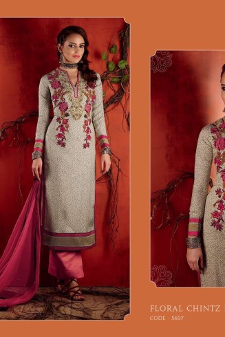 5607 GREY AND PINK KIMORA HEER PARTY WEAR SALWAR KAMEEZ SUIT