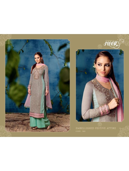 5611 GREEN AND GREY KIMORA HEER PARTY WEAR SALWAR KAMEEZ SUIT 5611 GREEN AND GREY KIMORA HEER PARTY WEAR SALWAR KAMEEZ SUIT