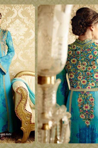 5711 BLUE AND MULTICOLOR HEER 8 BY KIMORA PARTY WEAR DESIGNER SUIT