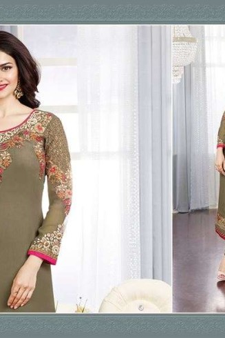 Mehndi Green & Orange Pakistani Salwar Suit