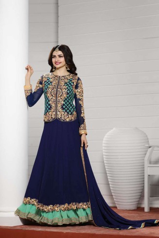 K3931 NAVY BLUE KASEESH PRACHI DESIGNER ANARKALI SUIT