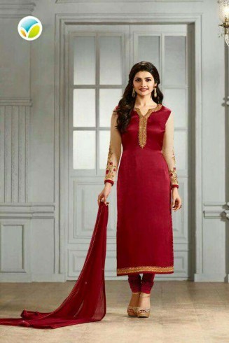 K4111 GOLDEN AND RED KASEESH PRACHI-21 JACKET STYLE SALWAR KAMEEZ SUIT 