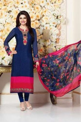 KS3481 NAVY KASEESH SILKINA CREPE SALWAR SUIT
