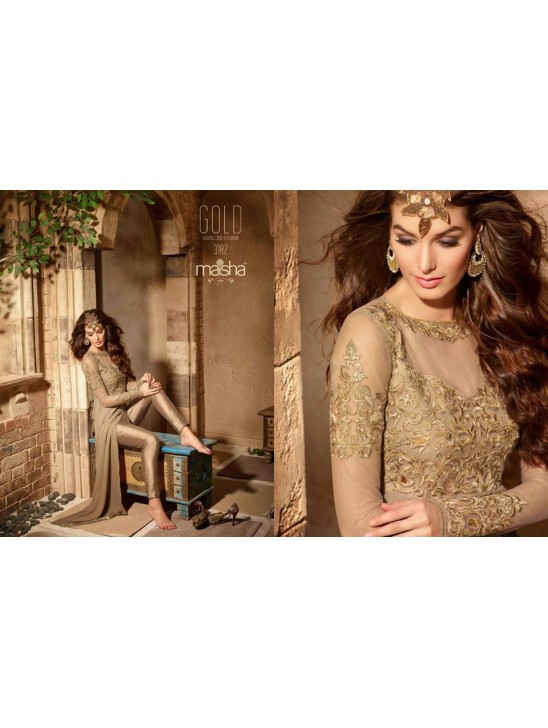 Gold Anarkali Salwar Suit Indian Party Wear Gold Anarkali Salwar Suit Indian Party Wear