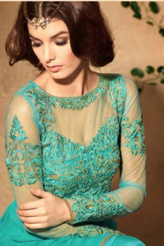 Turquoise Anarkali Suit Maisha Designer Dress