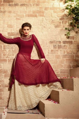 Red & Beige Designer Lehenga Indian Festive Dress