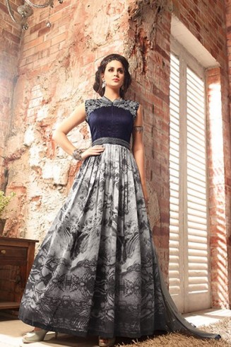 ZMA3406 PURPLE AND GREY MAISHA LAVISH 3 PARTY WEAR SUIT 