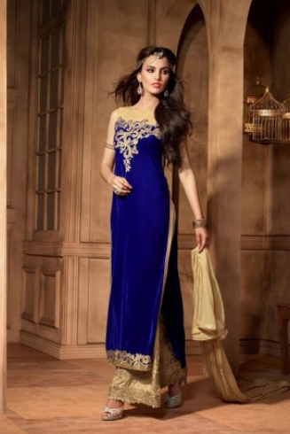 M2508 Blue MAISHA MASKEEN VELVET SUIT