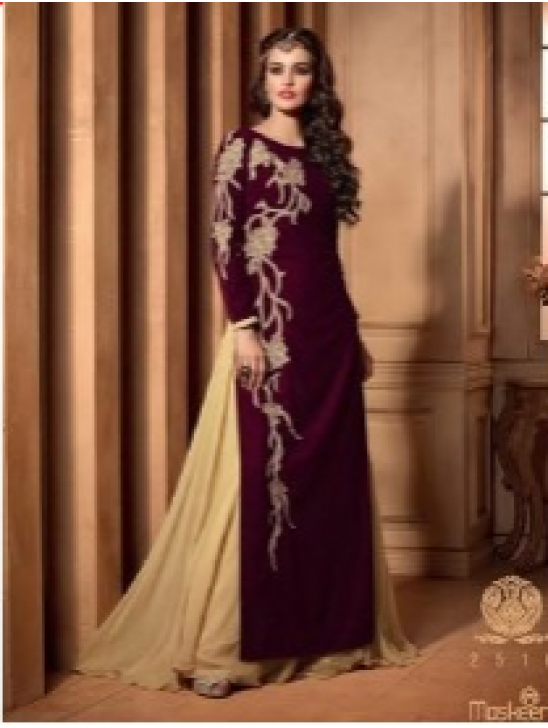 M2510 Maroon MAISHA MASKEEN VELVET SUIT.