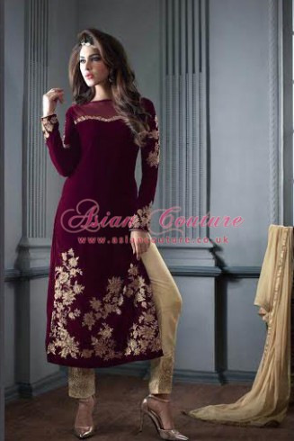 ZM2607 PLUM AND GOLD MASKEEN MAISHA DESIGNER DRESS