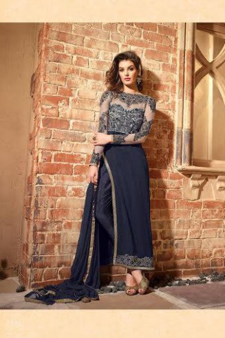 MN2702 SNORKEL BLUE MAISHA NEERJA GEORGETTE SUIT