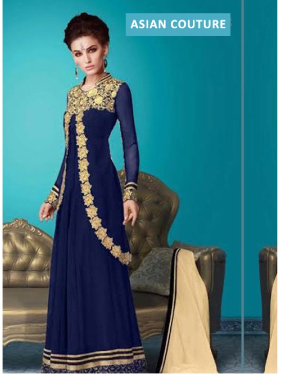 Royal Blue Embellished Anarkali Suit