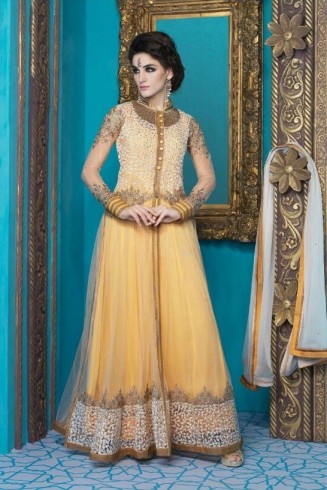 Yellow Net Indian Sequin Party Dress