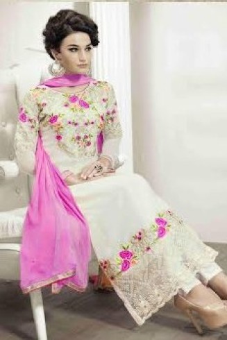 M18011 WHITE MEHAK PARTY WEAR GEORGETTE SALWAR KAMEEZ SUIT