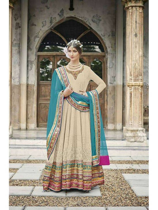 M24002 BEIGE AND SKY BLUE MOHINI HEAVEY EMBROIDERED ANARKALI DRESS M24002 BEIGE AND SKY BLUE MOHINI HEAVEY EMBROIDERED ANARKALI DRESS