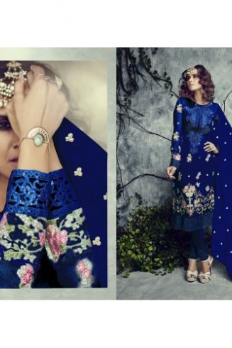 Blue Pakistani Designer Suit Maria B Style 