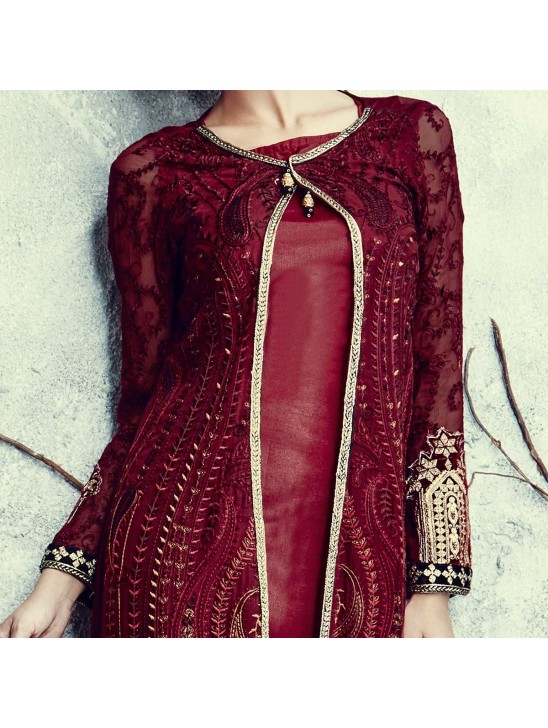 SJ4009 MAROON SAJAWAT GEORGETTE SALWAR KAMEEZ SJ4009 MAROON SAJAWAT GEORGETTE SALWAR KAMEEZ