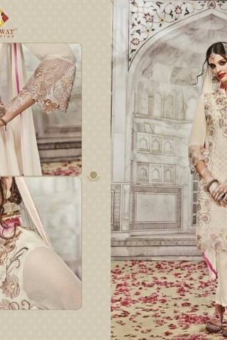 SJ5004 CREAM SAJAWAT MUMTAZ-2 EMBROIDERED SALWAR KAMEEZ