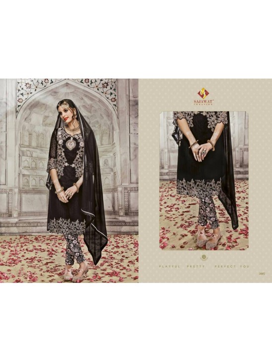 SJ5007 BLACK SAJAWAT MUMTAZ-2 EMBROIDERED SALWAR KAMEEZ SJ5007 BLACK SAJAWAT MUMTAZ-2 EMBROIDERED SALWAR KAMEEZ