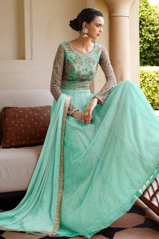 Turquoise Fancy Indian Wedding Gown
