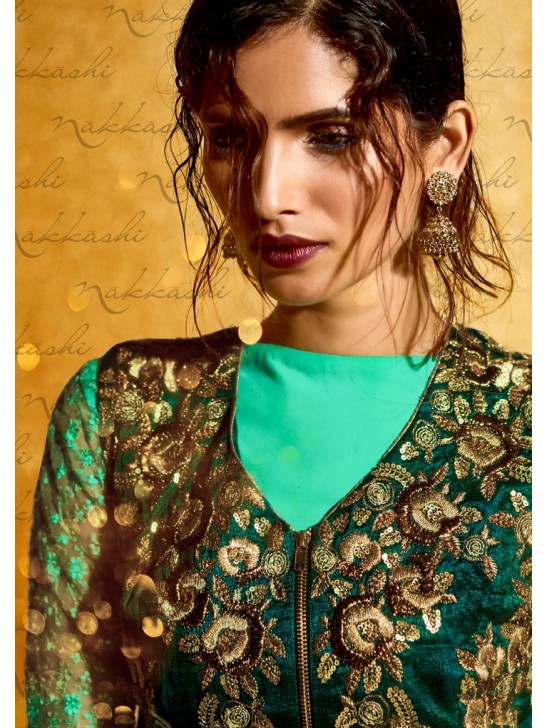 GREEN PAKISTANI DESIGNER WEDDING FROCK SUIT GREEN PAKISTANI DESIGNER WEDDING FROCK SUIT