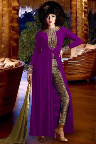 Purple Georgette Indian Party Suit