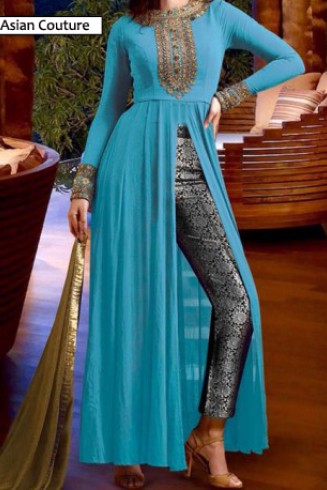 SNKC3021 Light Blue Nakkashi Designer Party Wear