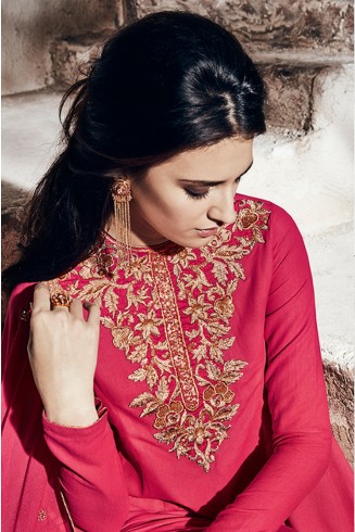 FUCHSIA PINK PARTY WEAR SALWAR SUIT