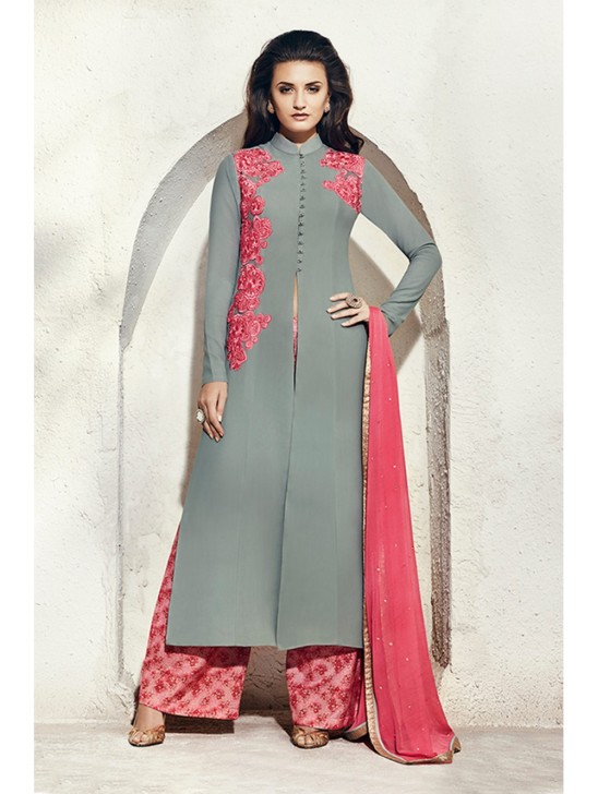 LILAC GREY INDIAN ETHNIC PALAZZO SUIT LILAC GREY INDIAN ETHNIC PALAZZO SUIT