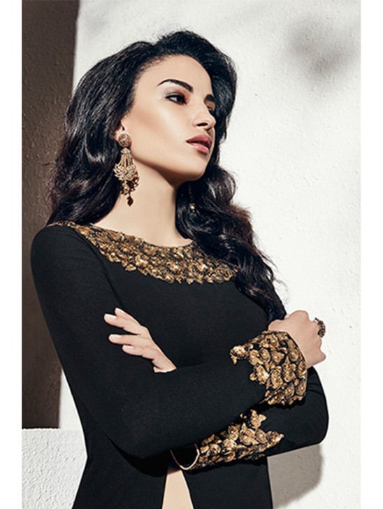 Black & Beige Pakistani Designer Salwar Suit Black & Beige Pakistani Designer Salwar Suit