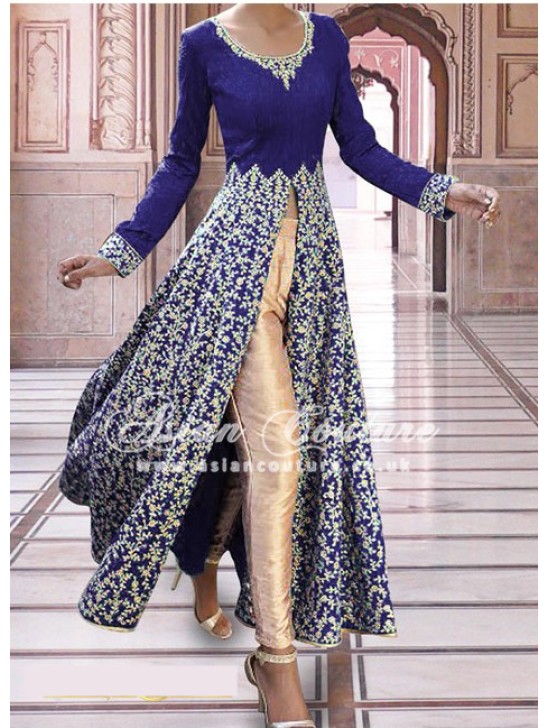 SAR005 BLUE SEMI STITCHED ROSE ANARKALI SUIT SAR005 BLUE SEMI STITCHED ROSE ANARKALI SUIT