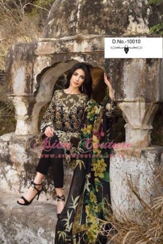 10010 BLACK DEEPSY FLORENT-4 PURE CAMBRIC COTTON EMBROIDERED PAKISTANI SUIT