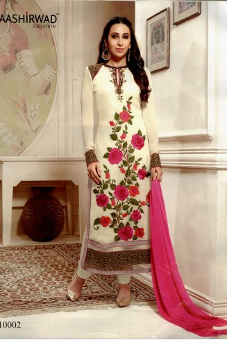 Cream & Pink Karishma Kapoor Salwar Suit Indian Designer Dress